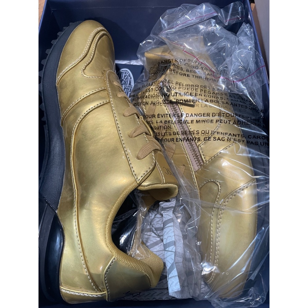 Mazino Selenite Mens Gold Metallic Side Zip Fashion Sneakers Size 12 NEW - Picture 6 of 8
